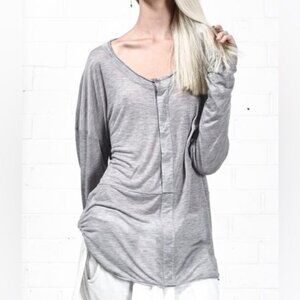 One Teaspoon Soho Fine Wool Grandpa Top Long Sleeves Grey Marle